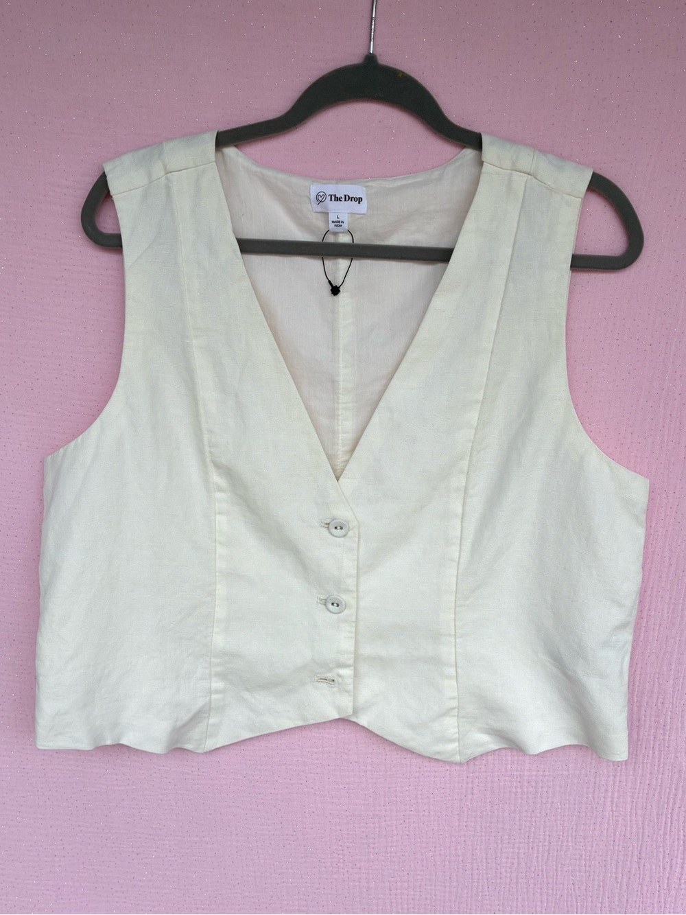 The Drop Linen Blend Button Front Vest Size Large